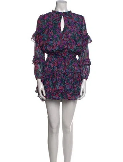 Pre-owned Misa Floral Print Mini Dress In Purple