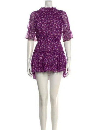Pre-owned Misa Floral Print Mini Dress In Purple