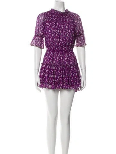 Pre-owned Misa Floral Print Mini Dress In Purple