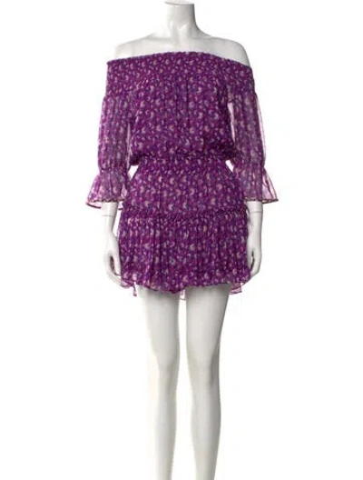 Pre-owned Misa Floral Print Mini Dress In Purple