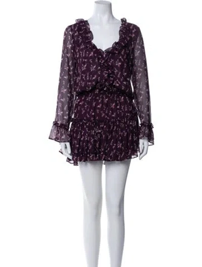 Pre-owned Misa Floral Print Mini Dress In Purple