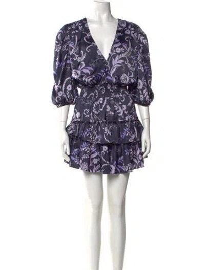 Pre-owned Misa Floral Print Mini Dress In Purple