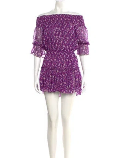 Pre-owned Misa Floral Print Mini Dress In Purple
