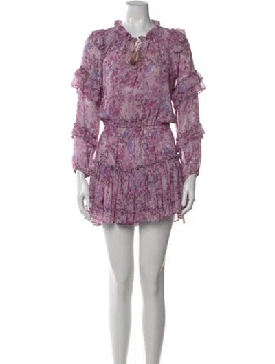 Pre-owned Misa Floral Print Mini Dress In Purple