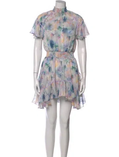Pre-owned Misa Floral Print Mini Dress In Purple