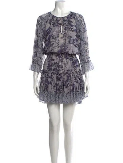 Pre-owned Misa Floral Print Mini Dress In Purple
