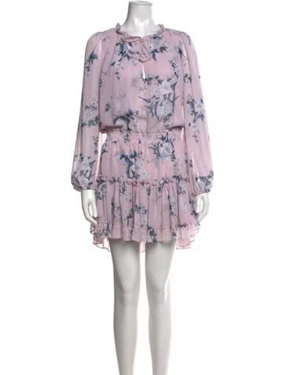 Pre-owned Misa Floral Print Mini Dress In Purple
