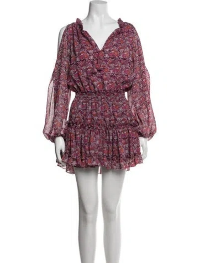 Pre-owned Misa Floral Print Mini Dress In Purple