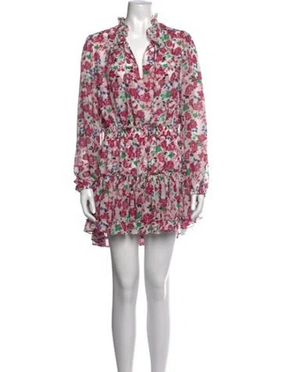 Pre-owned Misa Floral Print Mini Dress In Purple