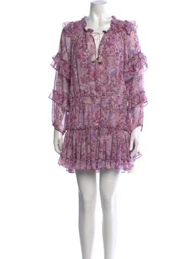 Pre-owned Misa Floral Print Mini Dress In Purple
