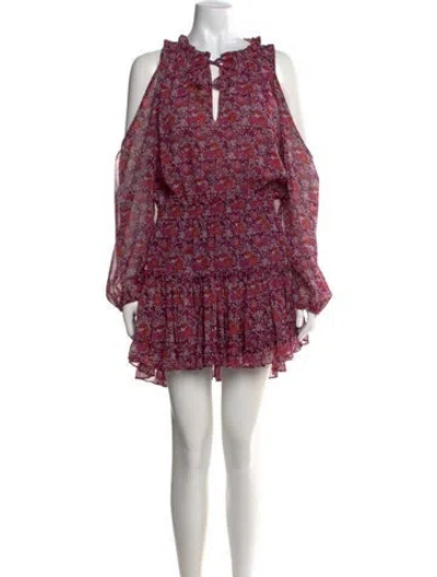 Pre-owned Misa Floral Print Mini Dress In Purple