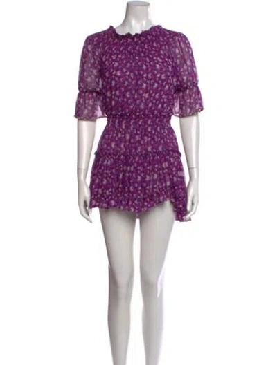 Pre-owned Misa Floral Print Mini Dress In Purple