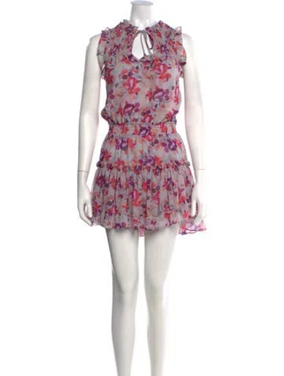 Pre-owned Misa Floral Print Mini Dress In Purple