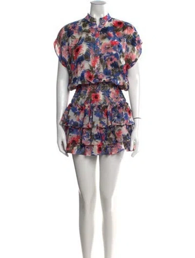 Pre-owned Misa Floral Print Mini Dress In Purple