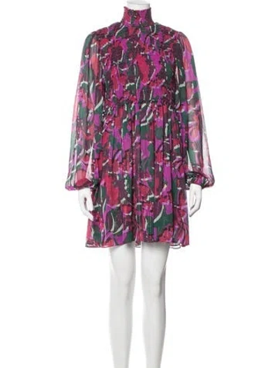 Pre-owned Misa Floral Print Mini Dress In Purple