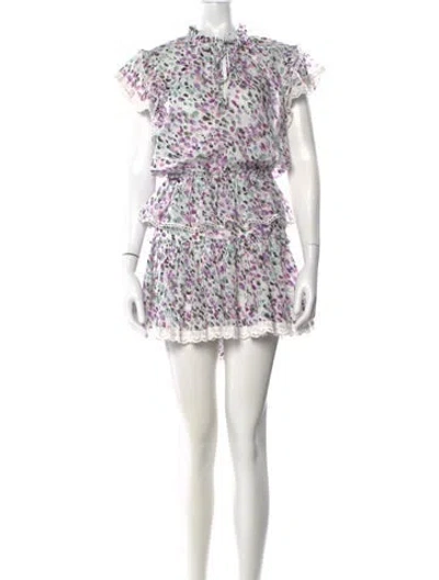 Pre-owned Misa Floral Print Mini Dress In Purple
