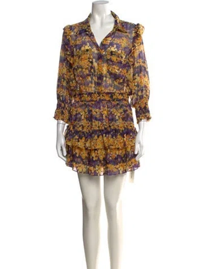 Pre-owned Misa Floral Print Mini Dress In Purple