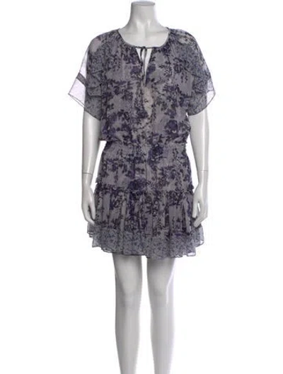 Pre-owned Misa Floral Print Mini Dress In Purple