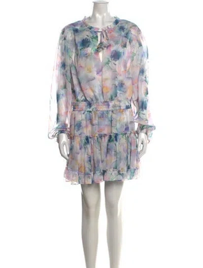 Pre-owned Misa Floral Print Mini Dress In Purple