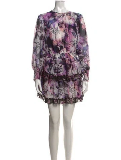 Pre-owned Misa Floral Print Mini Dress In Purple