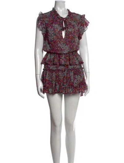 Pre-owned Misa Floral Print Mini Dress In Purple