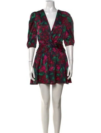 Pre-owned Misa Floral Print Mini Dress In Purple
