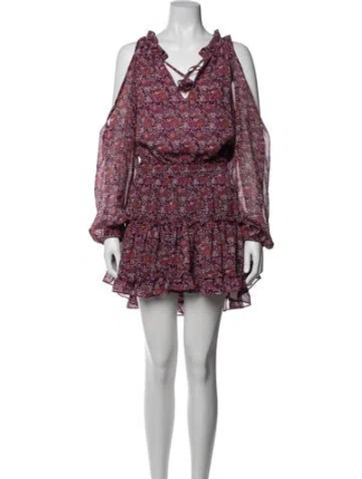 Pre-owned Misa Floral Print Mini Dress In Purple