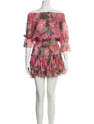 Pre-owned Misa Floral Print Mini Dress In Purple