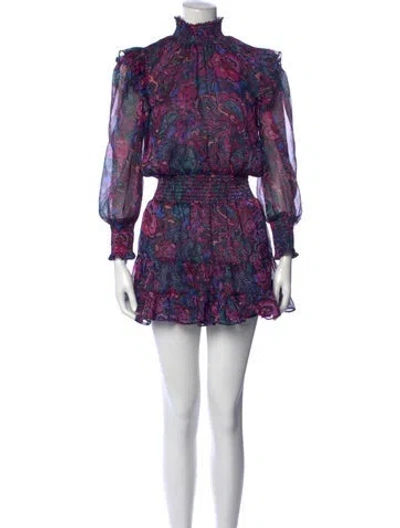 Pre-owned Misa Floral Print Mini Dress In Purple