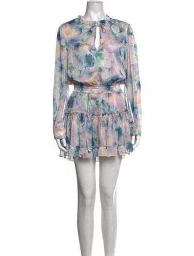 Pre-owned Misa Floral Print Mini Dress In Purple
