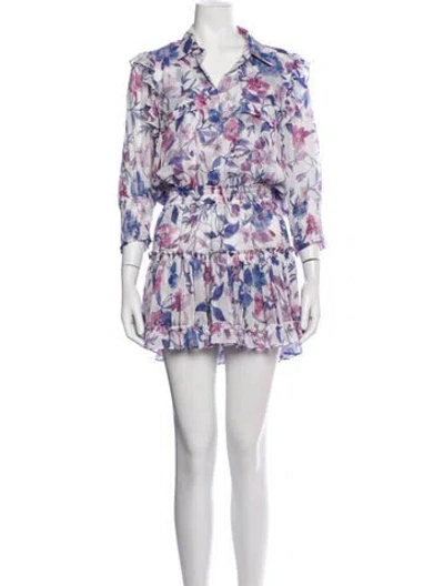 Pre-owned Misa Floral Print Mini Dress In Purple
