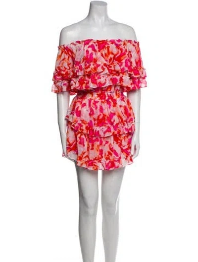 Pre-owned Misa Floral Print Mini Dress In Red