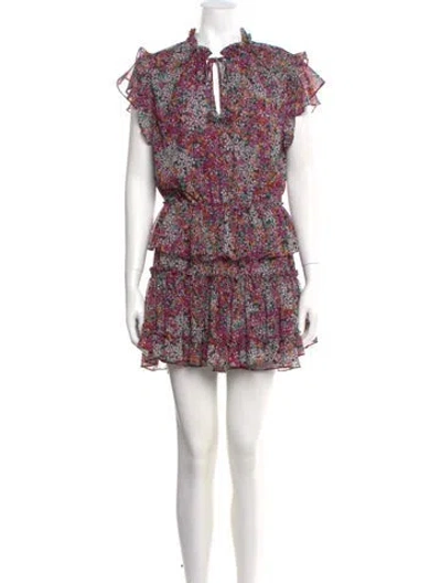 Pre-owned Misa Floral Print Mini Dress In Red