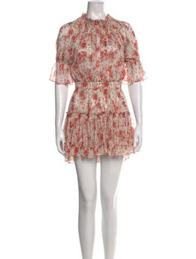 Pre-owned Misa Floral Print Mini Dress In Red