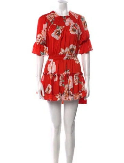 Pre-owned Misa Floral Print Mini Dress In Red