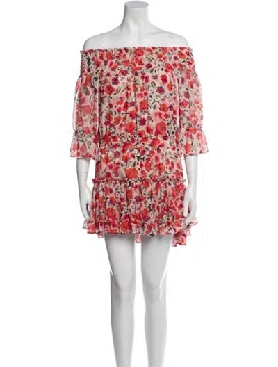 Pre-owned Misa Floral Print Mini Dress In Red