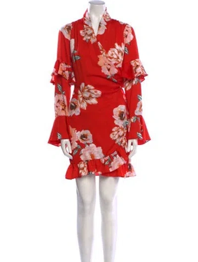Pre-owned Misa Floral Print Mini Dress In Red