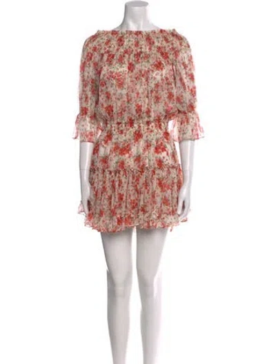 Pre-owned Misa Floral Print Mini Dress In Red