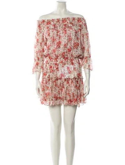 Pre-owned Misa Floral Print Mini Dress In Red
