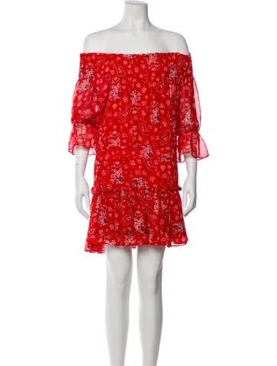 Pre-owned Misa Floral Print Mini Dress In Red