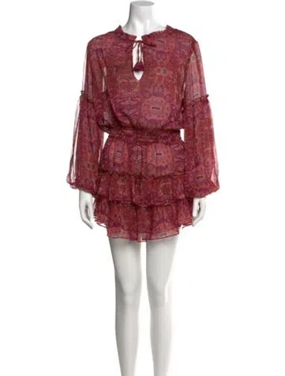 Pre-owned Misa Floral Print Mini Dress In Red