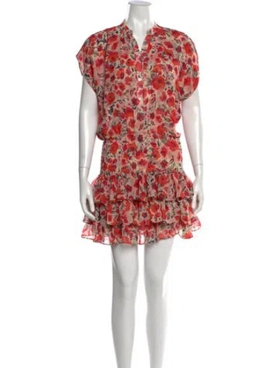 Pre-owned Misa Floral Print Mini Dress In Red