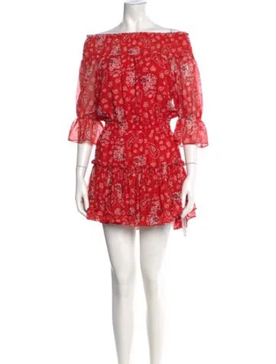 Pre-owned Misa Floral Print Mini Dress In Red