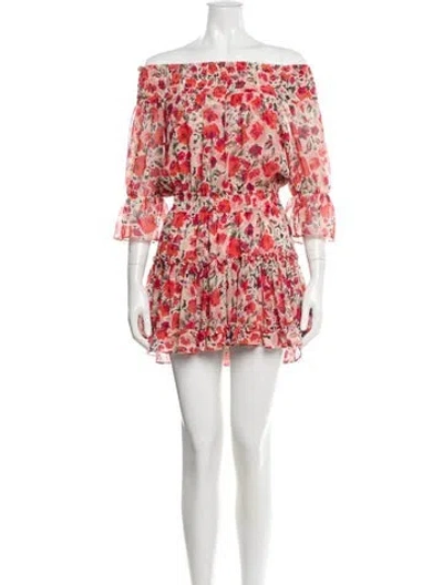 Pre-owned Misa Floral Print Mini Dress In Red