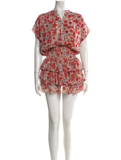 Pre-owned Misa Floral Print Mini Dress In Red