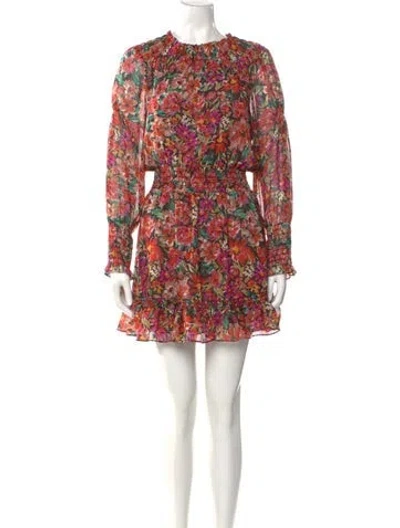 Pre-owned Misa Floral Print Mini Dress In Red