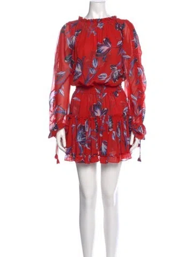 Pre-owned Misa Floral Print Mini Dress In Red