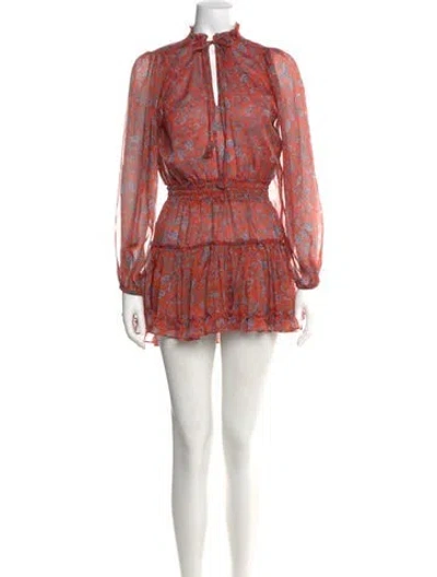 Pre-owned Misa Floral Print Mini Dress In Red