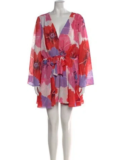 Pre-owned Misa Floral Print Mini Dress In Red