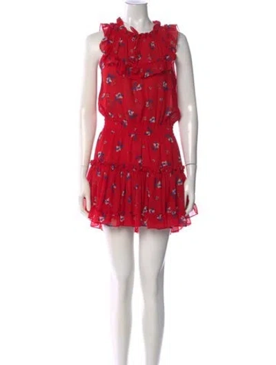 Pre-owned Misa Floral Print Mini Dress In Red